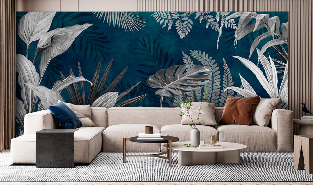 Feuillage sur fond bleu — intérieur 1