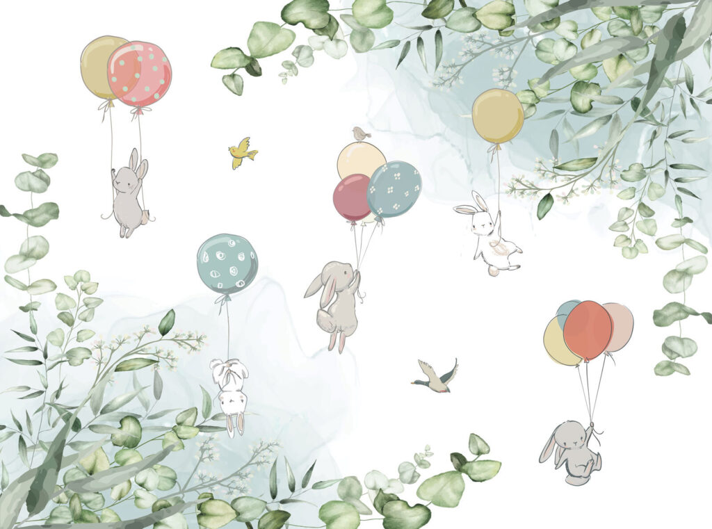 Lapins en montgolfière — motif complet
