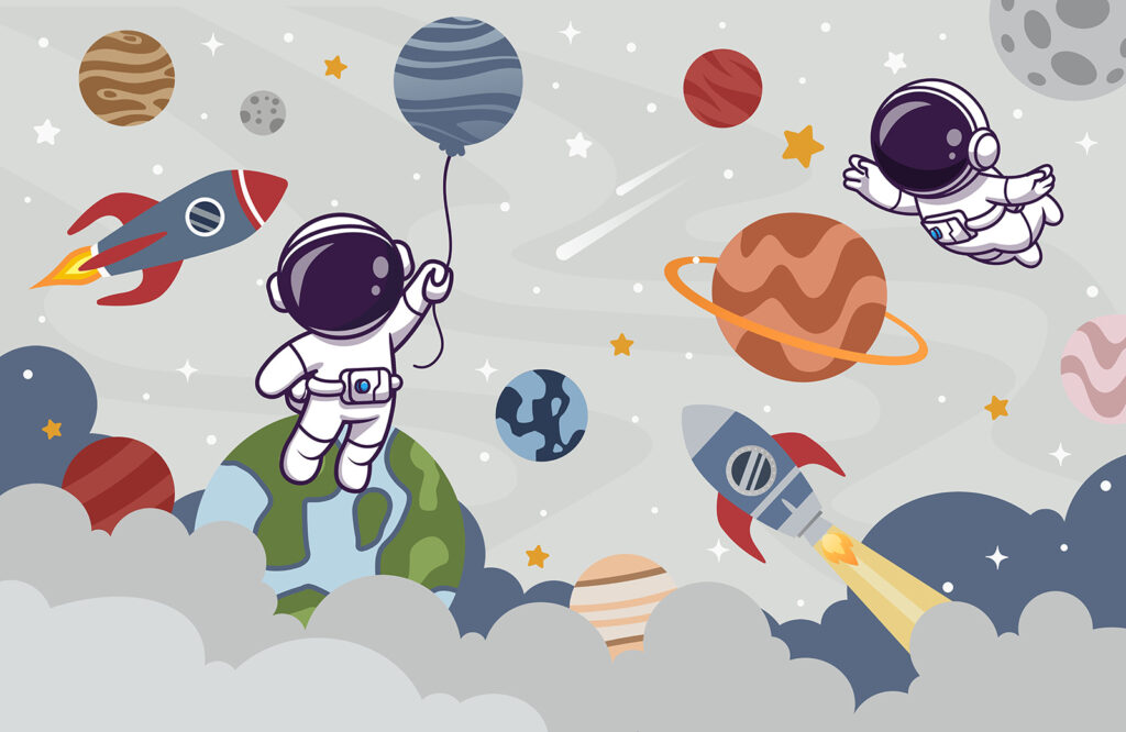 Astronautes dans l’espace — motif complet