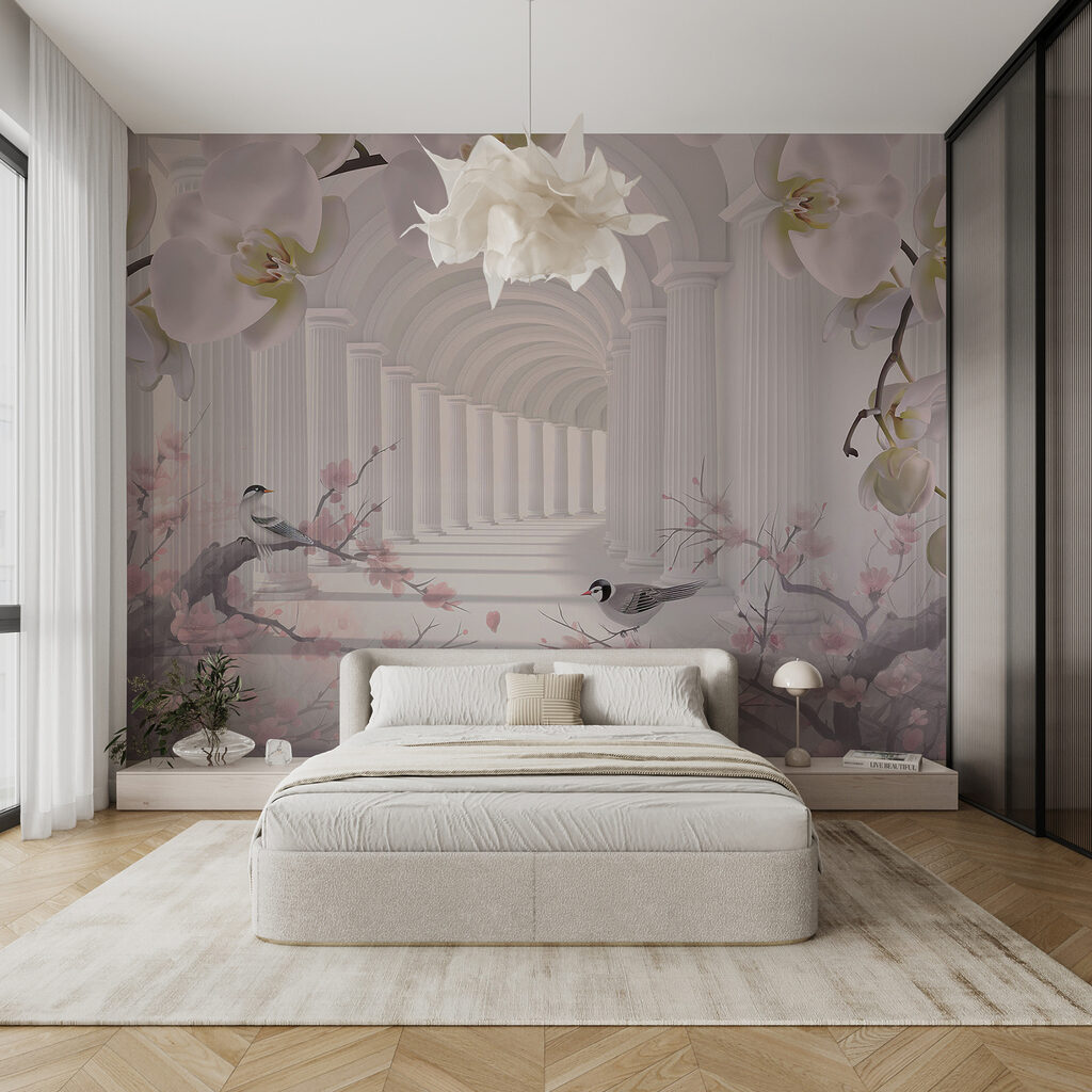 Arches blanches et oiseaux — intérieur 6