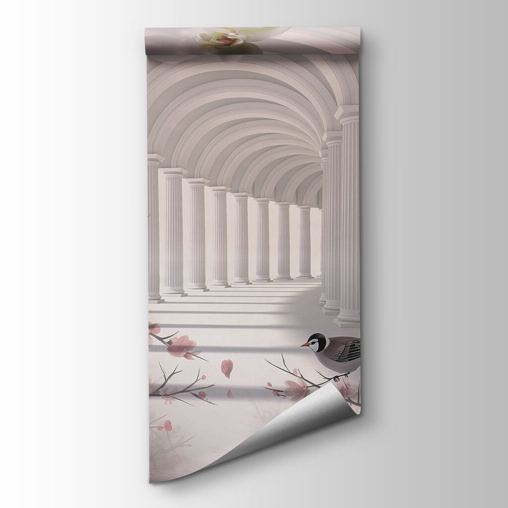 Arches blanches et oiseaux — vue du produit