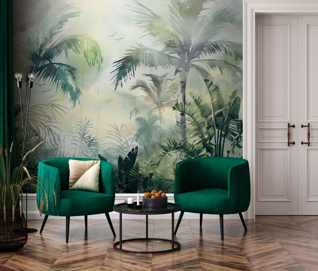 Jungle vert tendre dans un intérieur