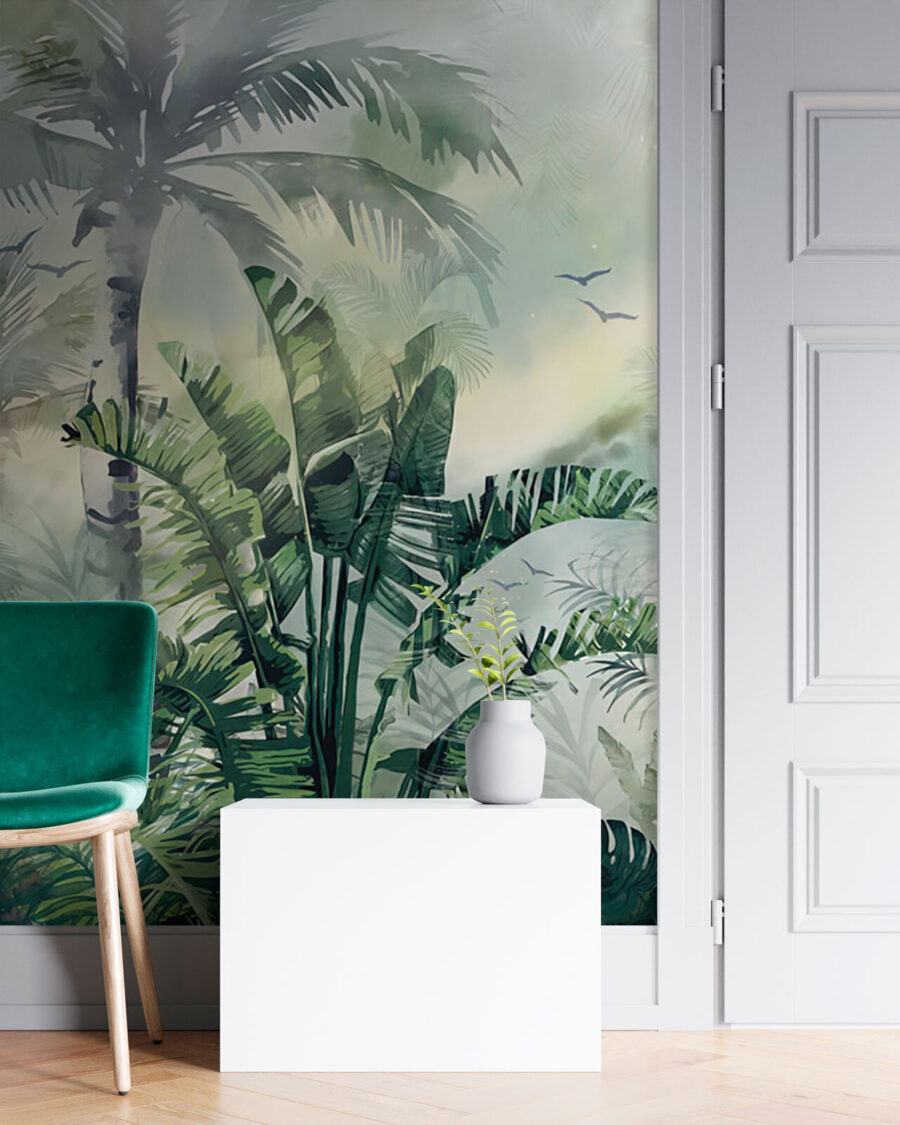 Jungle vert tendre dans un intérieur