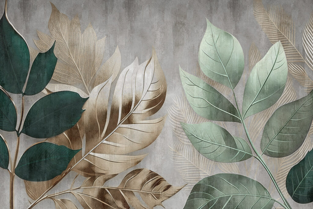 Feuilles sur fond subtil — motif complet