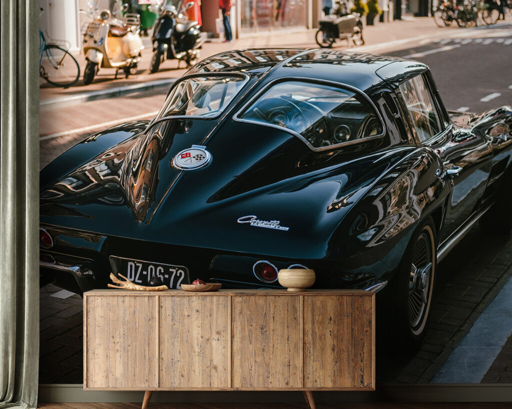 Voiture ancienne noire — intérieur 1