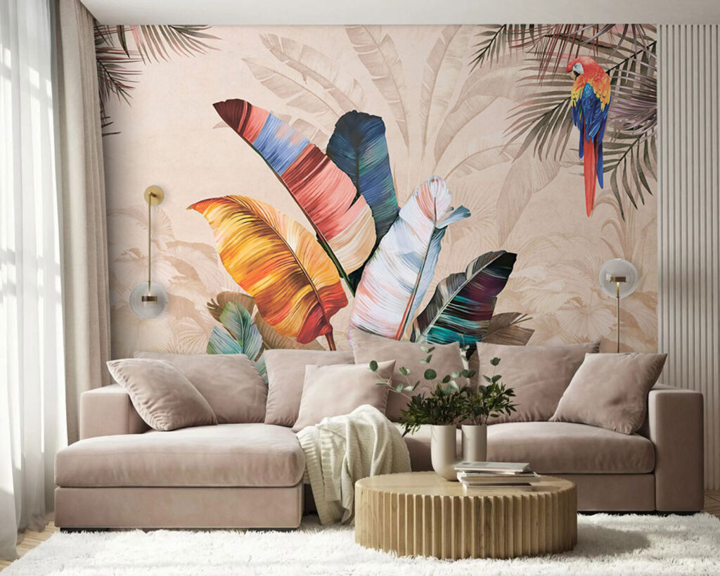 Feuillage coloré et oiseau — intérieur 2