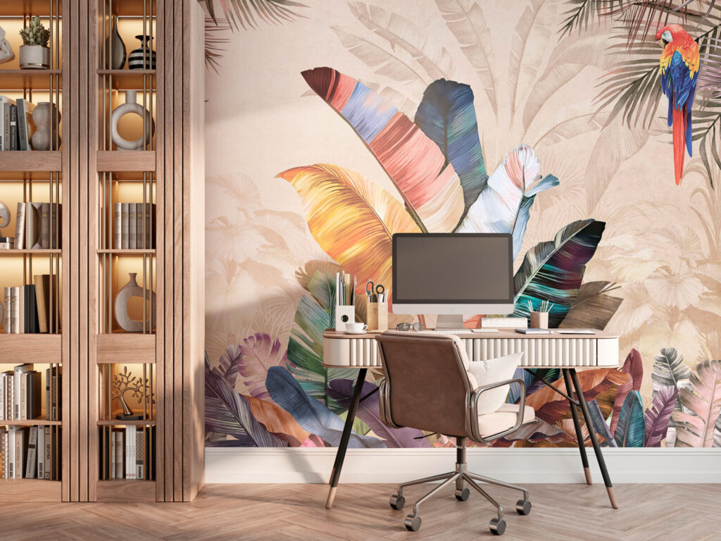 Feuillage coloré et oiseau — intérieur 3