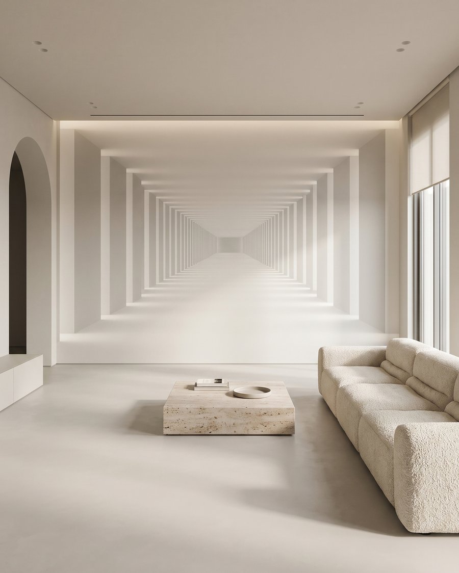 Couloir vers la lumière dans un intérieur