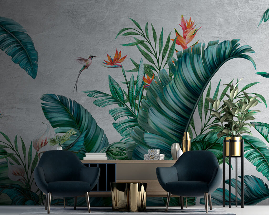 Feuillage ponctué de fleurs — intérieur 1