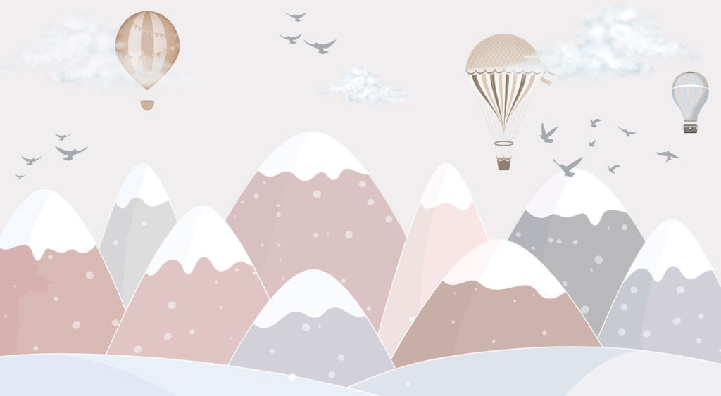 Montgolfière au-dessus des montagnes — motif complet
