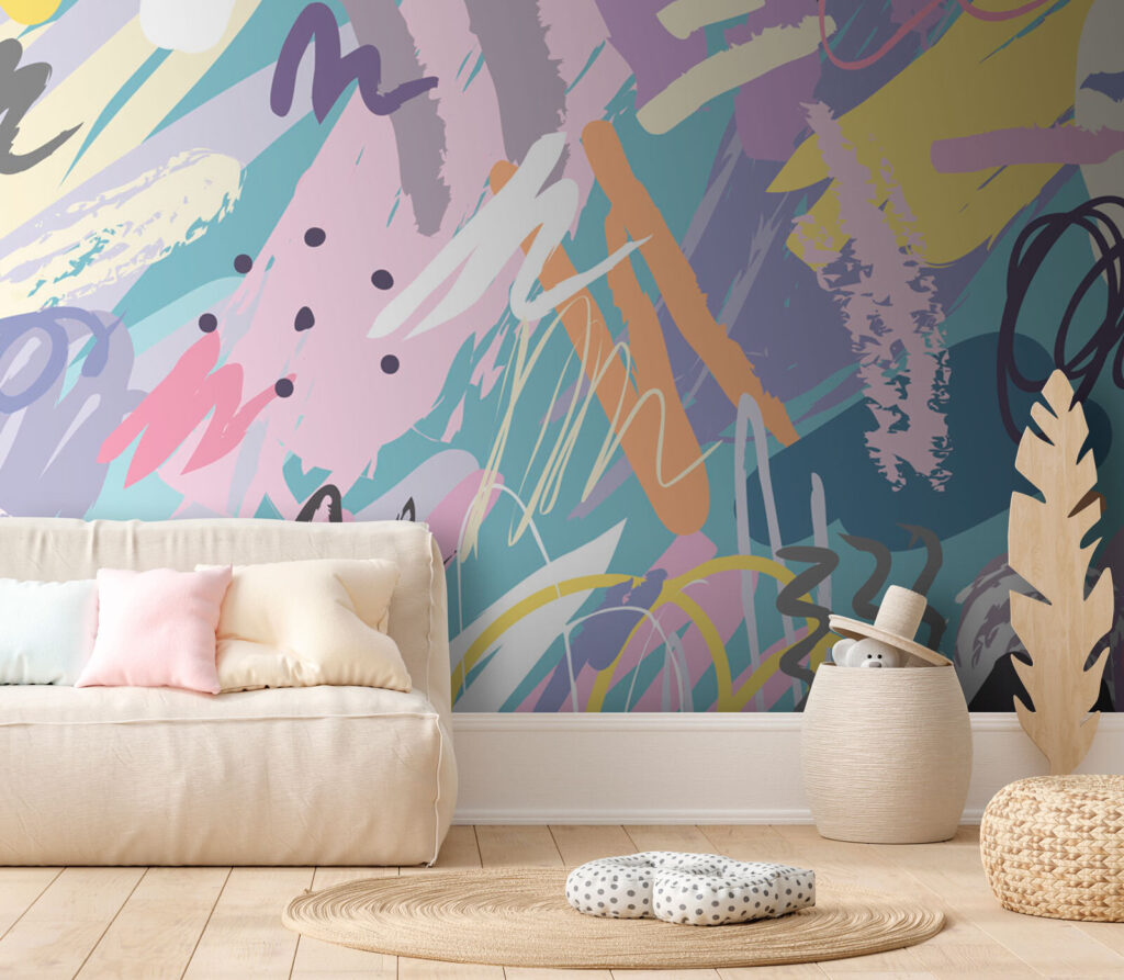 Traits pastel en liberté dans un intérieur