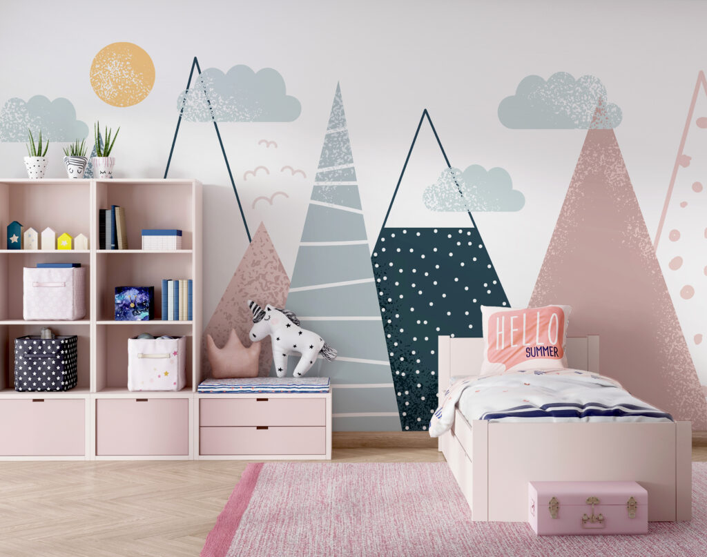 Montagnes géométriques au soleil — intérieur 1
