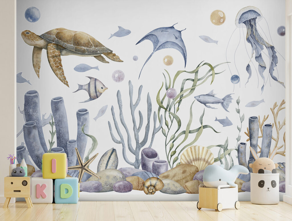Récif à l’aquarelle dans un intérieur