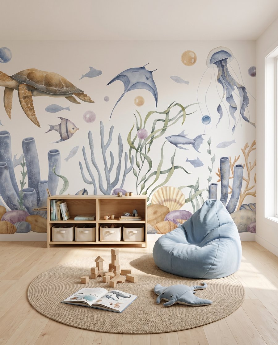 Récif à l’aquarelle dans un intérieur