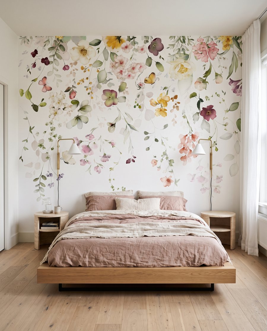 Fleurs en cascade dans un intérieur