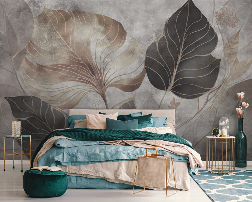 Feuilles sur fond moucheté — intérieur 2