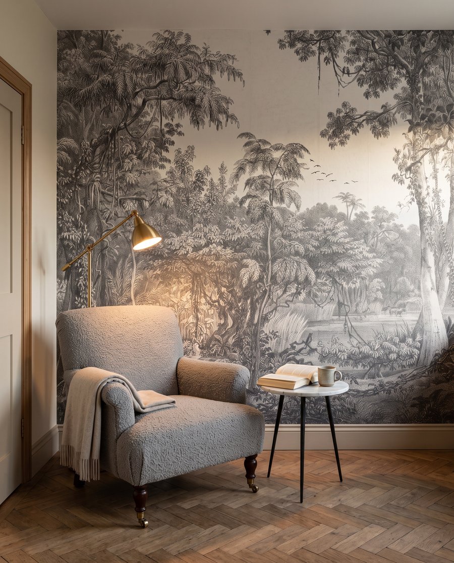 Jungle au trait fin dans un intérieur
