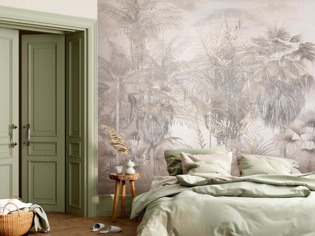 Palmiers aux lointains gris dans un intérieur