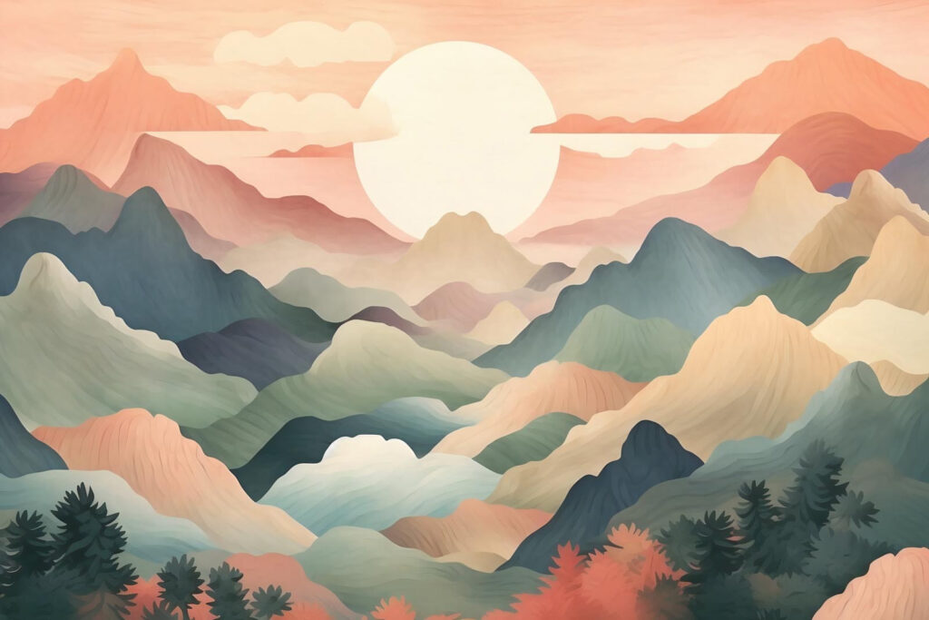Soleil sur les montagnes — motif complet