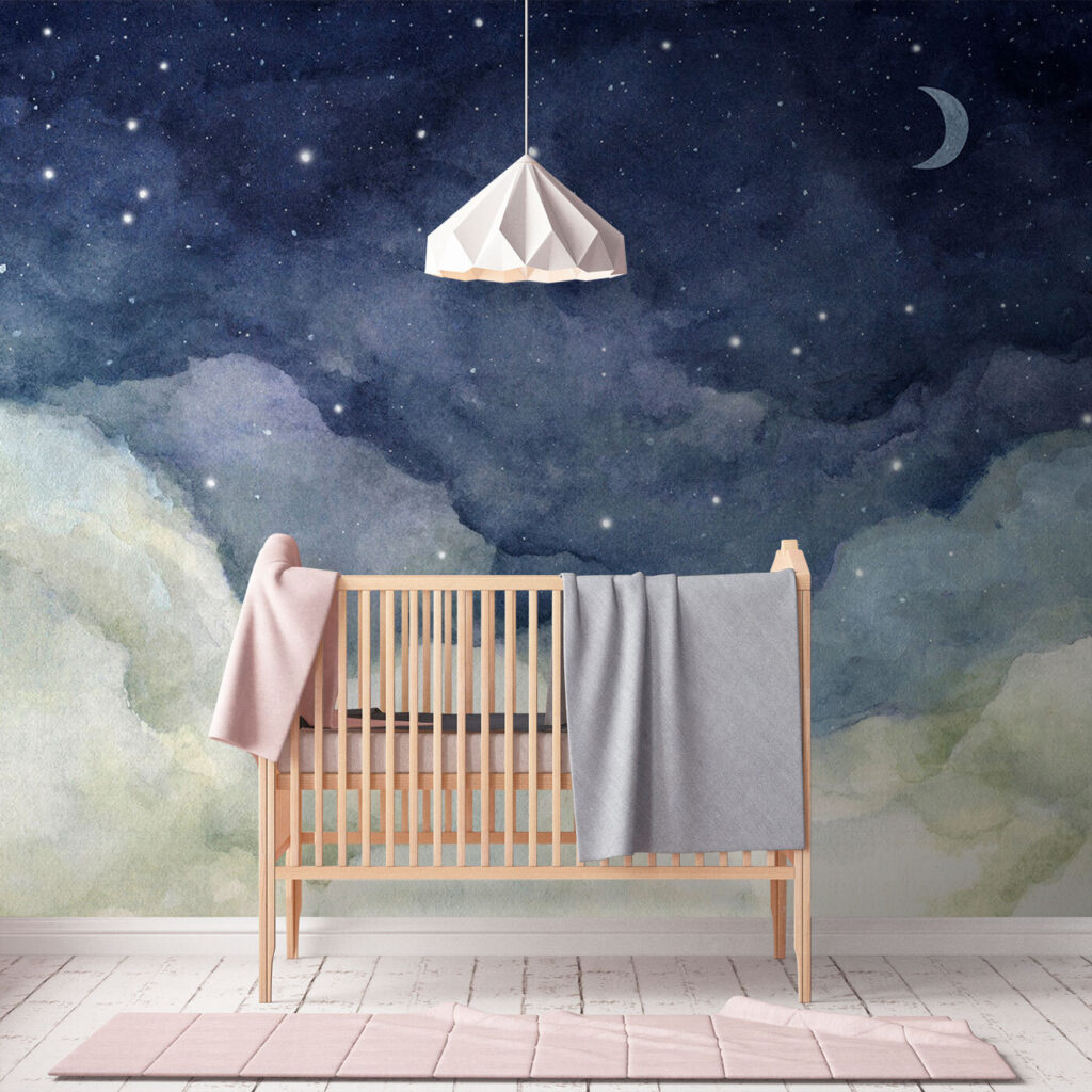 Lune au-dessus des nuages dans un intérieur