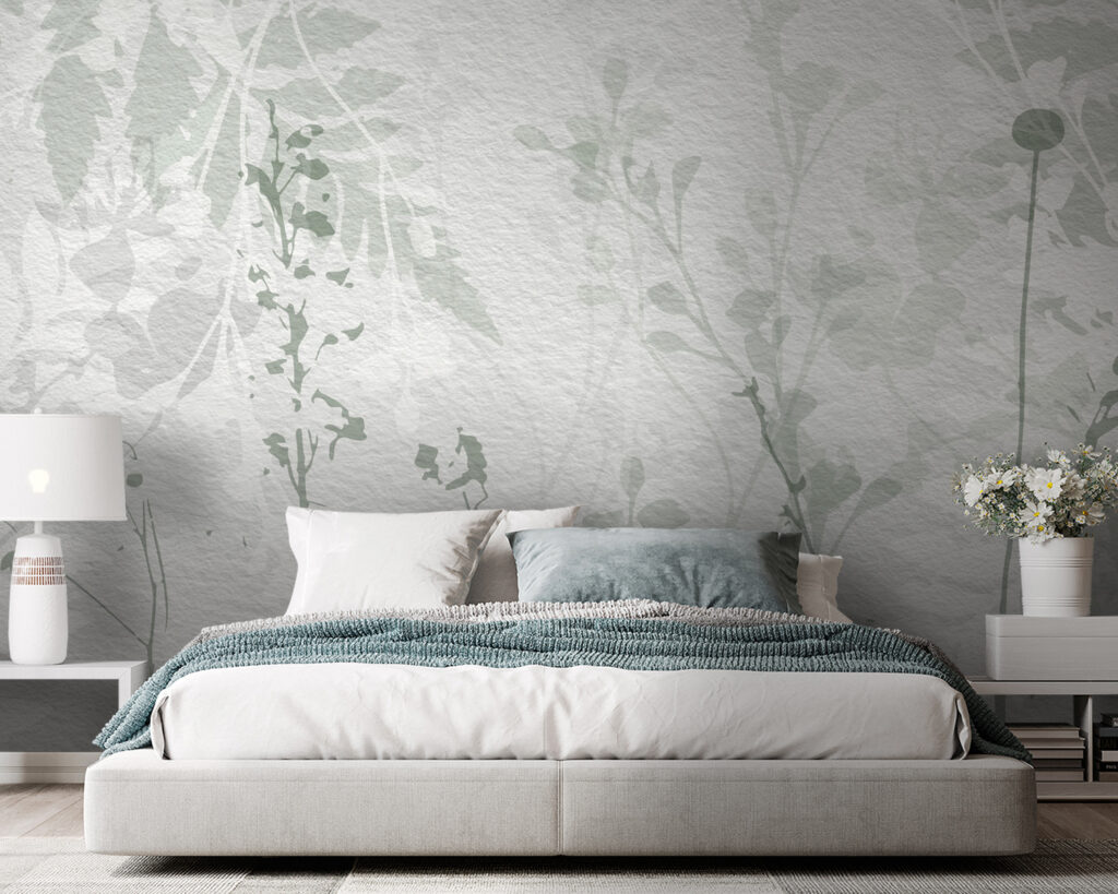 Fleurettes blanches au trait dans un intérieur