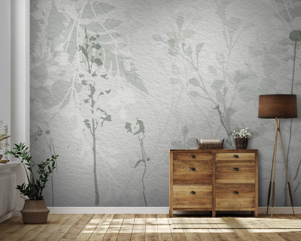 Fleurettes blanches au trait dans un intérieur