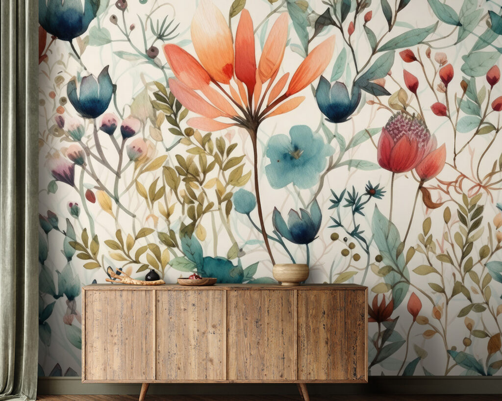 Jardin foisonnant de fleurs dans un intérieur