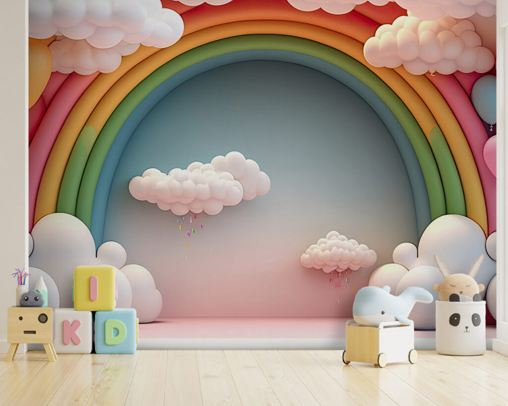 Arc-en-ciel tout en rondeurs dans un intérieur