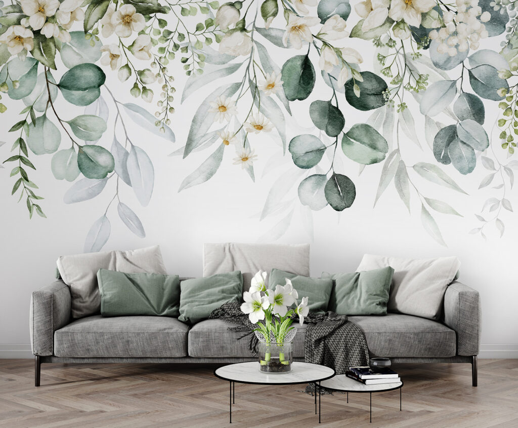 Guirlande de feuilles rondes dans un intérieur