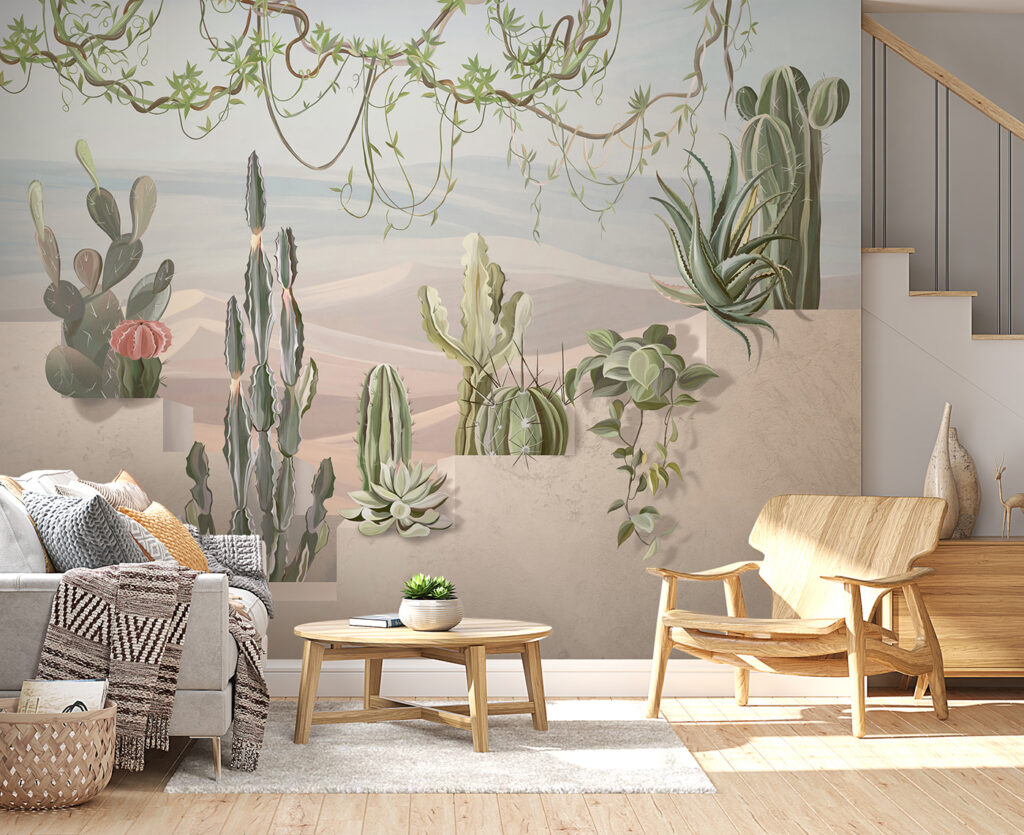 Cactus près des dunes dans un intérieur