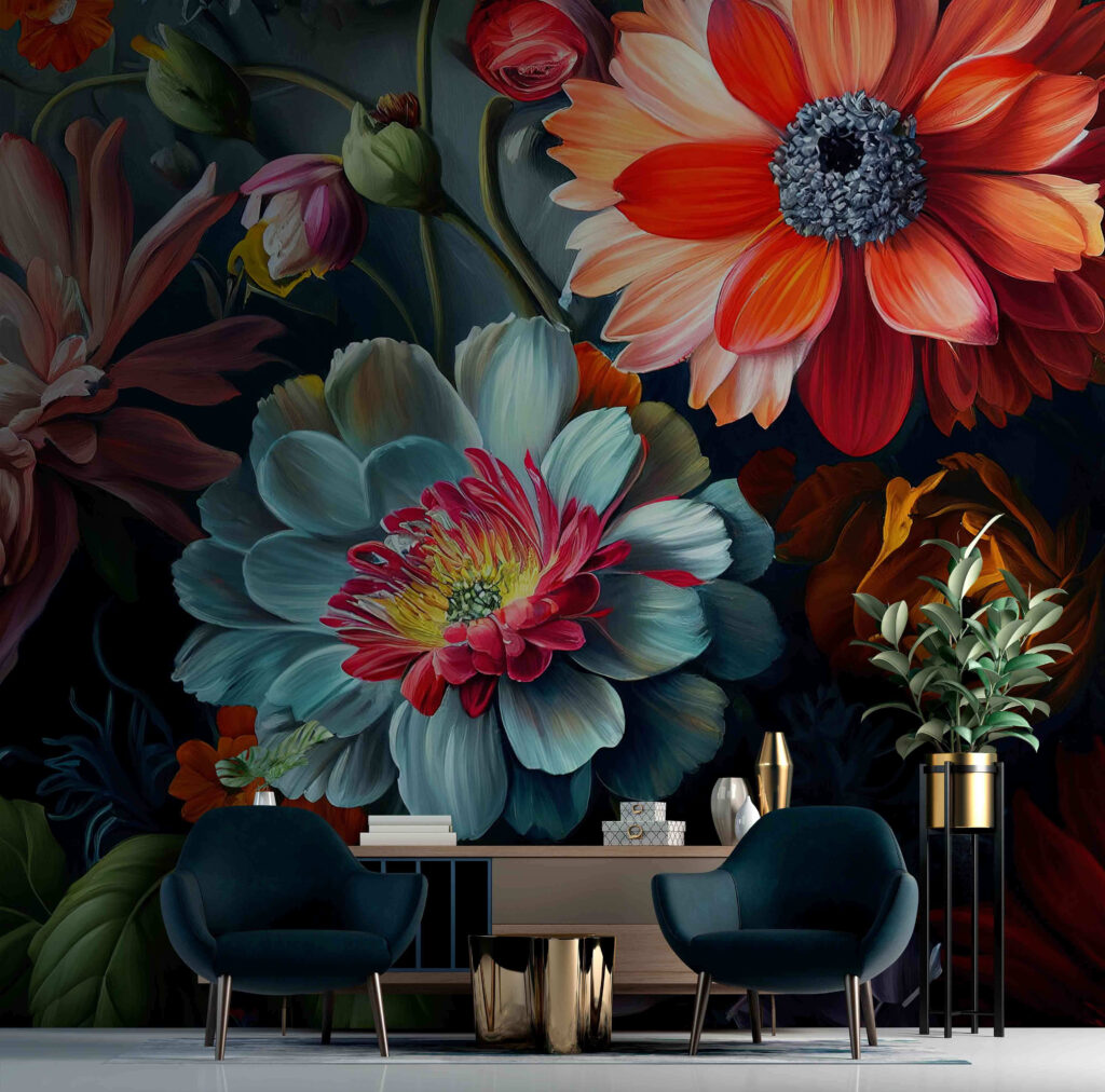 Fleurs aux tons précieux dans un intérieur