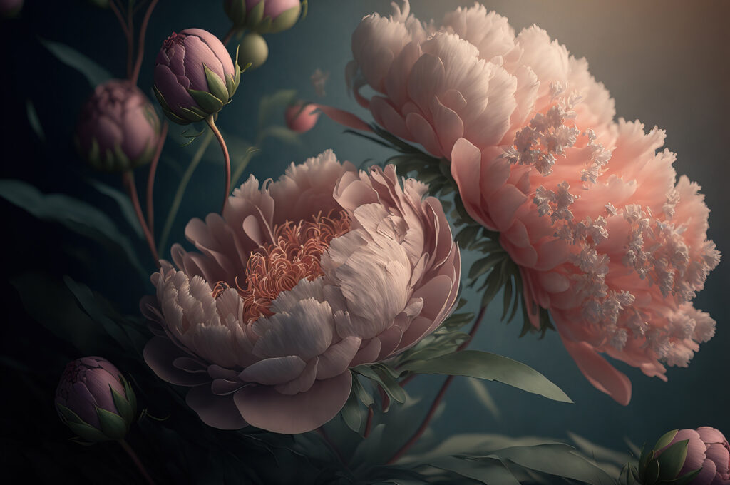 Pivoines délicates — motif complet