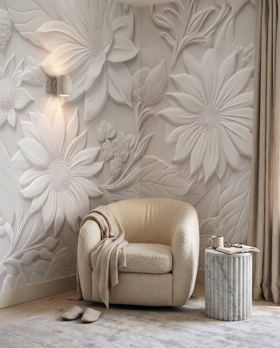Fleurs blanches sculpturales — intérieur 2