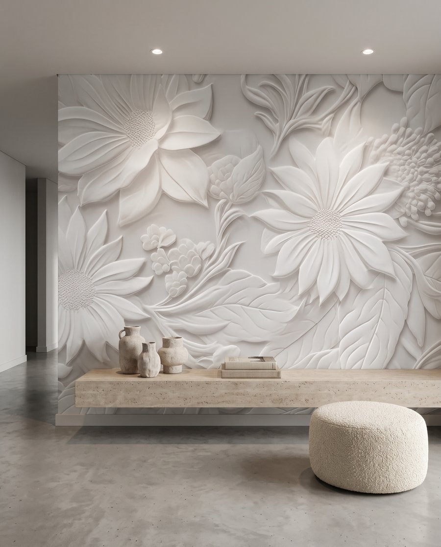 Fleurs blanches sculpturales — intérieur 1