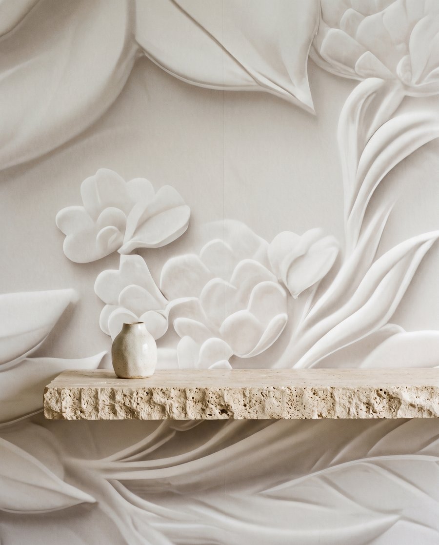 Fleurs blanches sculpturales — détail
