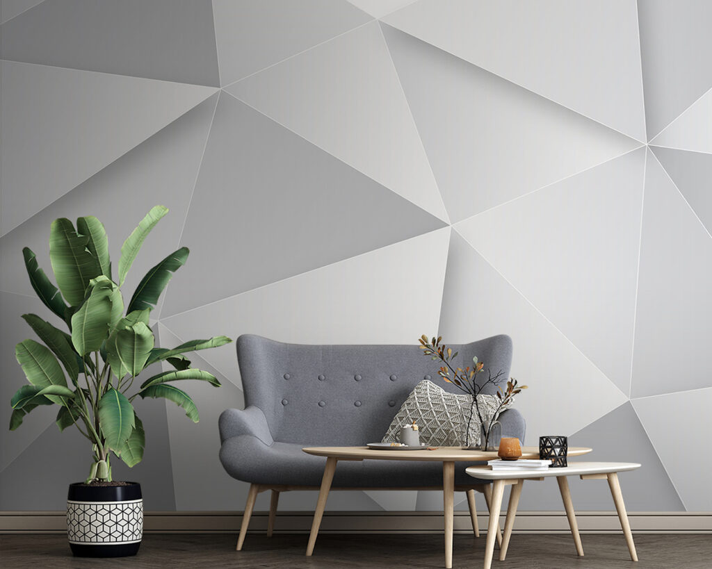 Triangles blancs en trompe-l’œil dans un intérieur