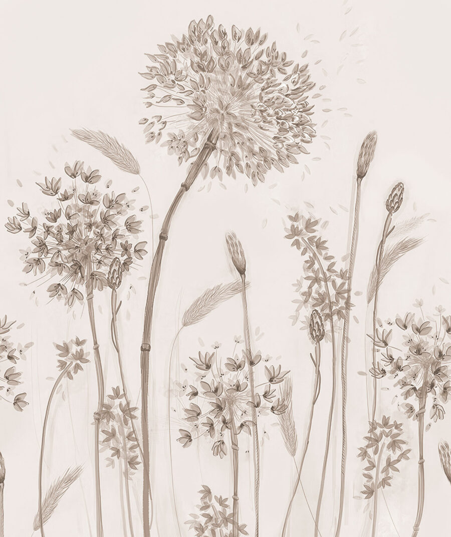 Tiges fleuries dessinées — motif complet