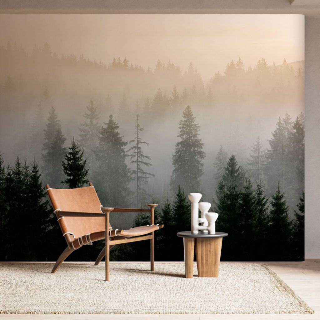 Forêt au petit matin dans un intérieur
