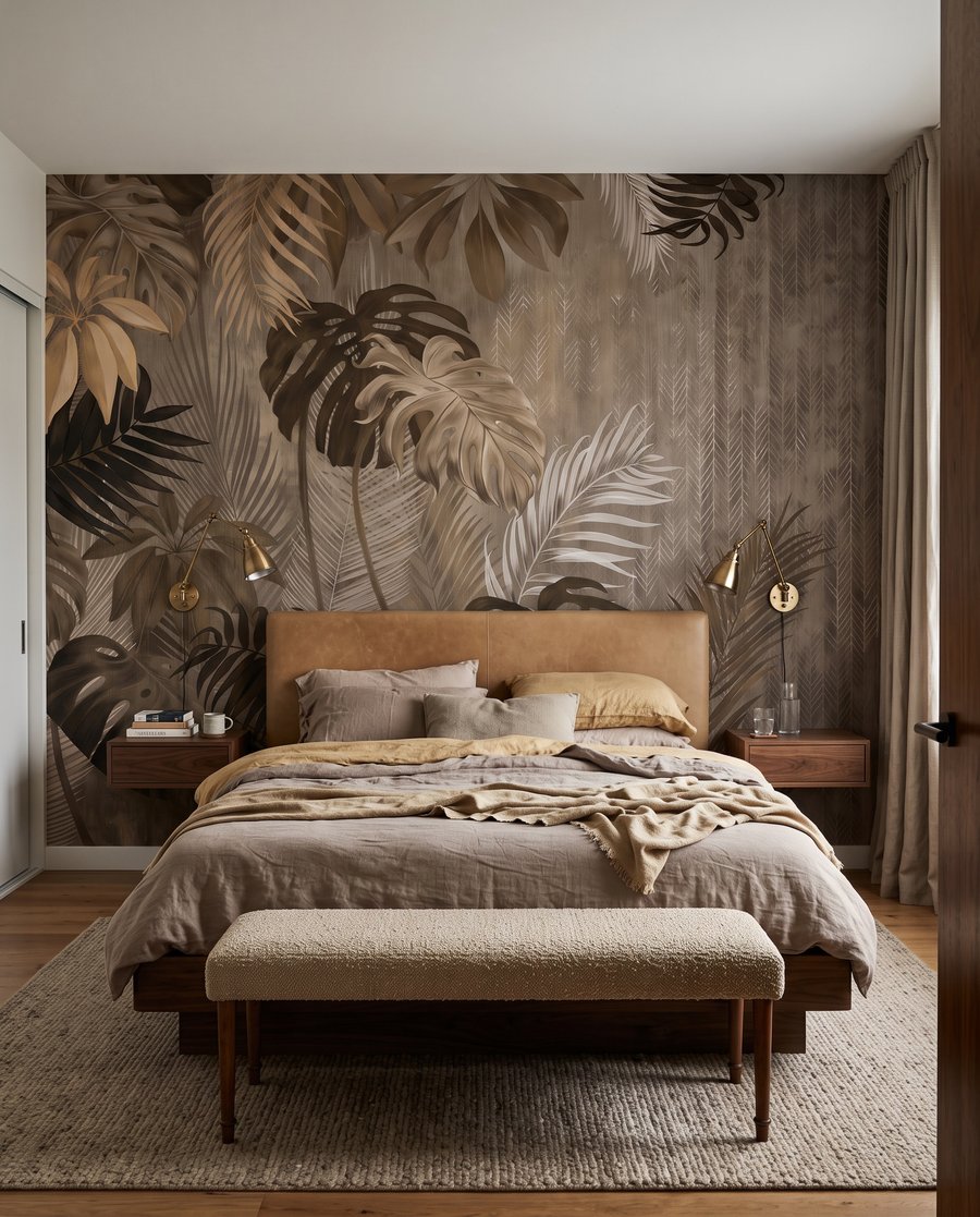 Feuilles aux ombres brunes dans un intérieur