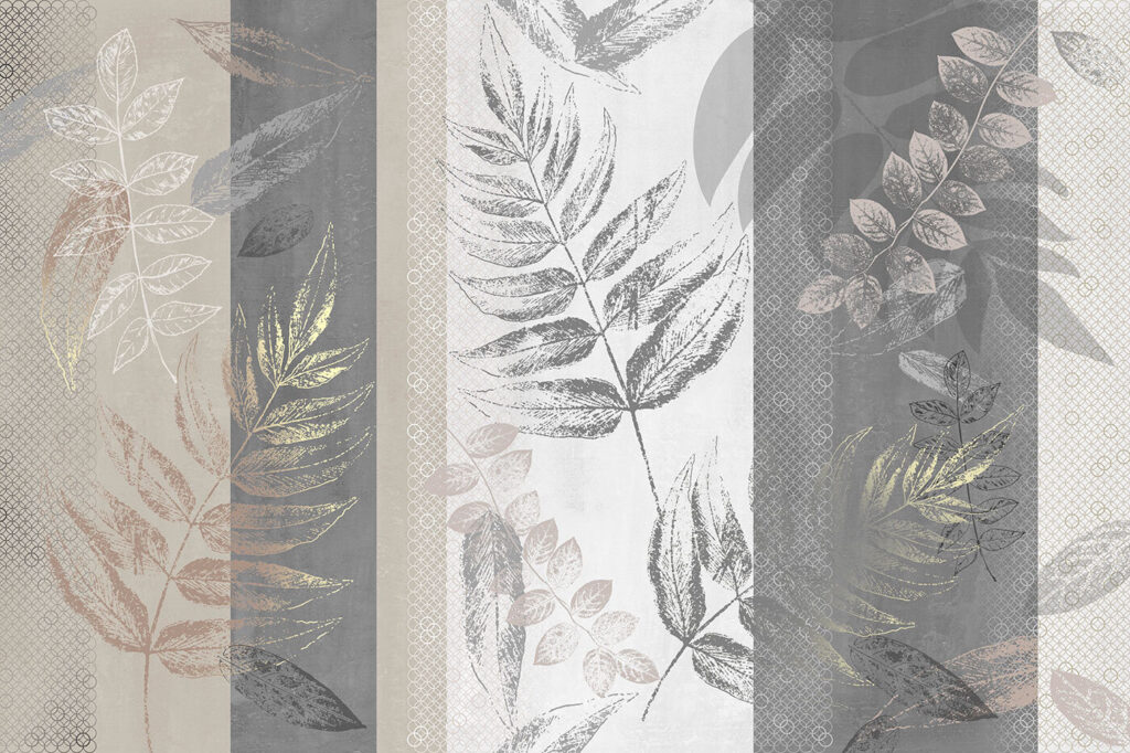 Feuilles sur bandes verticales — motif complet