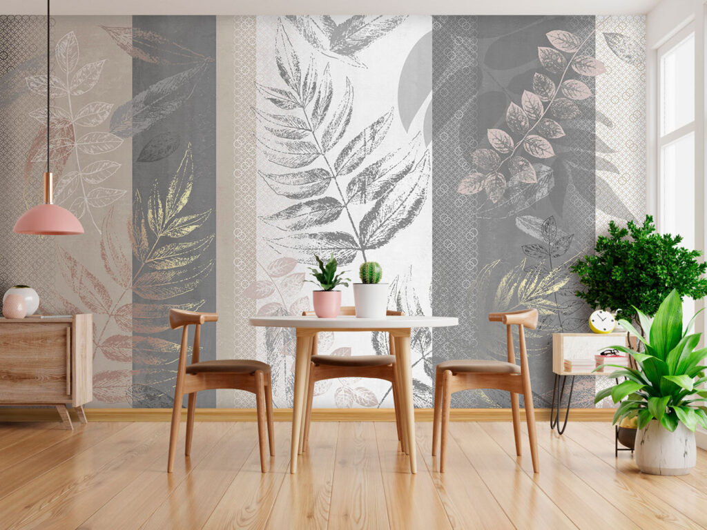 Feuilles sur bandes verticales — intérieur 3