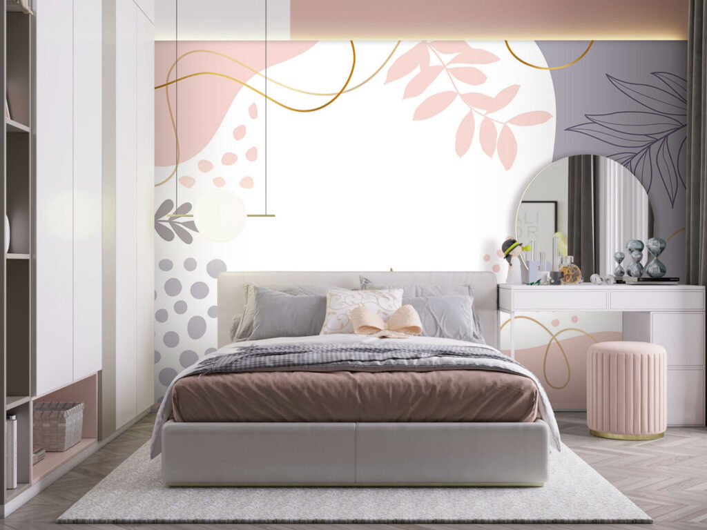 Formes roses et feuilles — intérieur 1