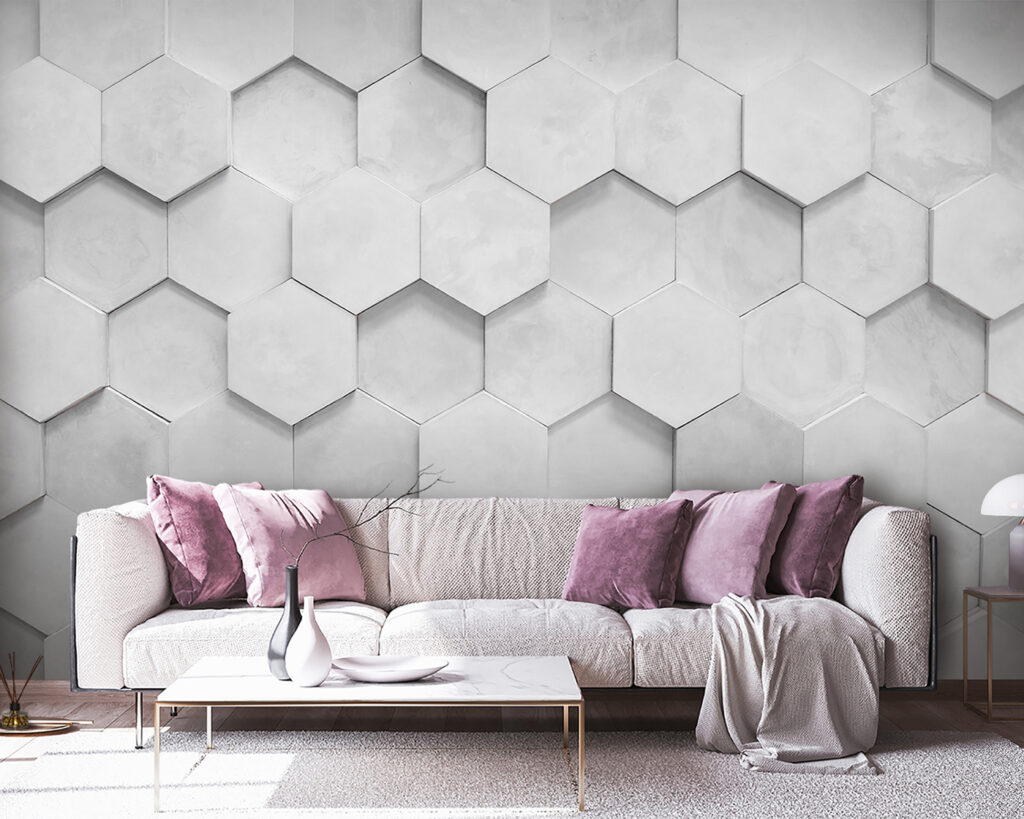 Hexagones blancs ombrés dans un intérieur