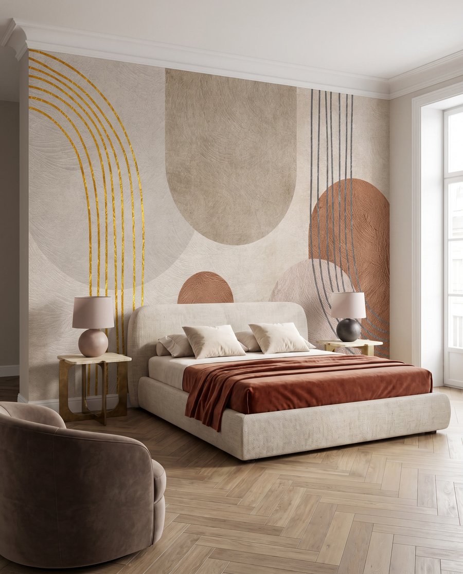 Arcs et cercles chaleureux dans un intérieur