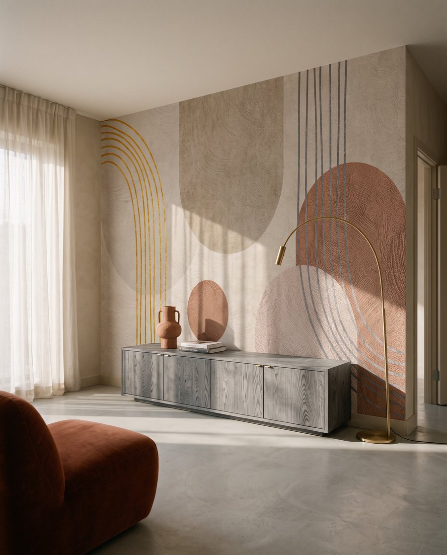 Arcs et cercles chaleureux dans un intérieur