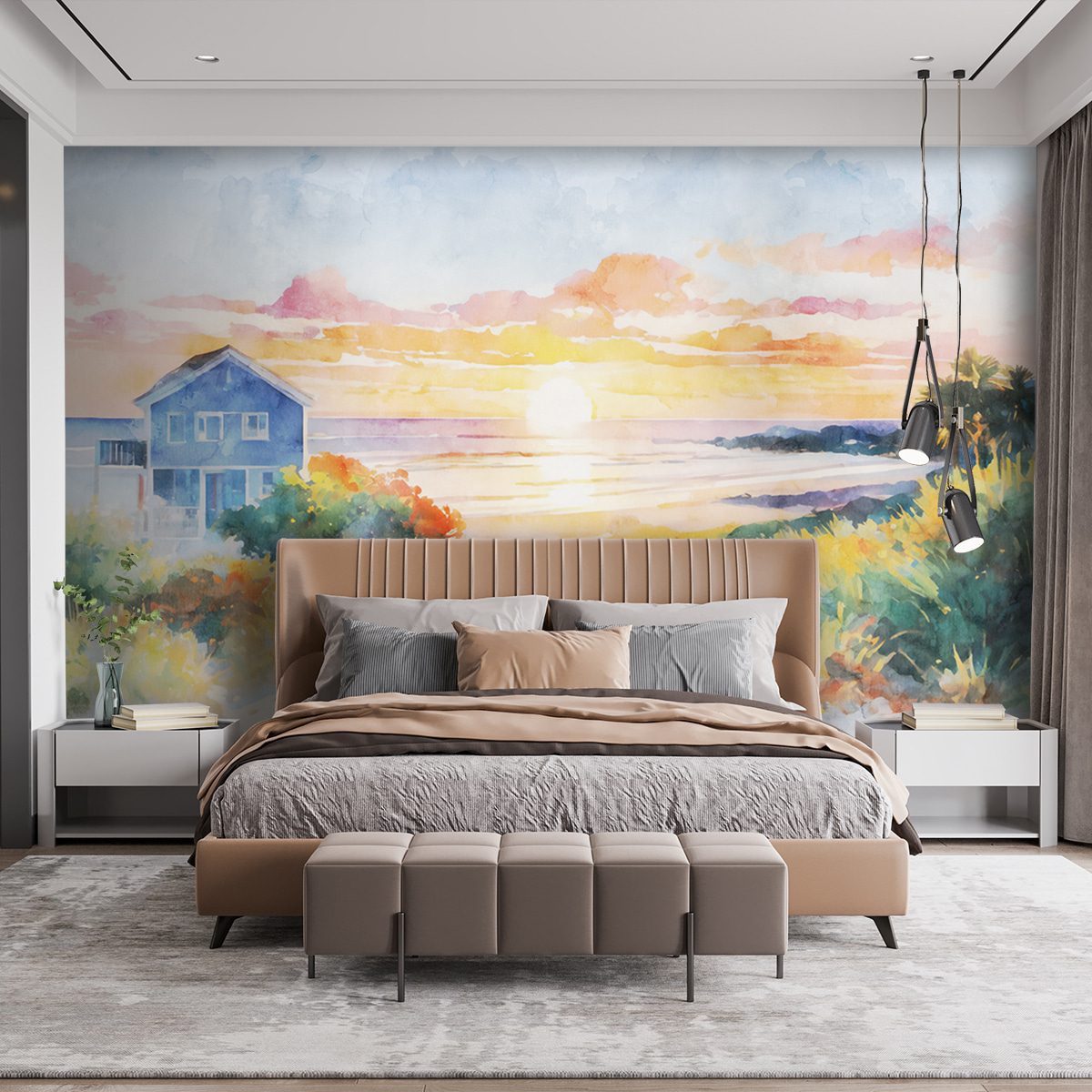 Maison bleue des dunes dans un intérieur