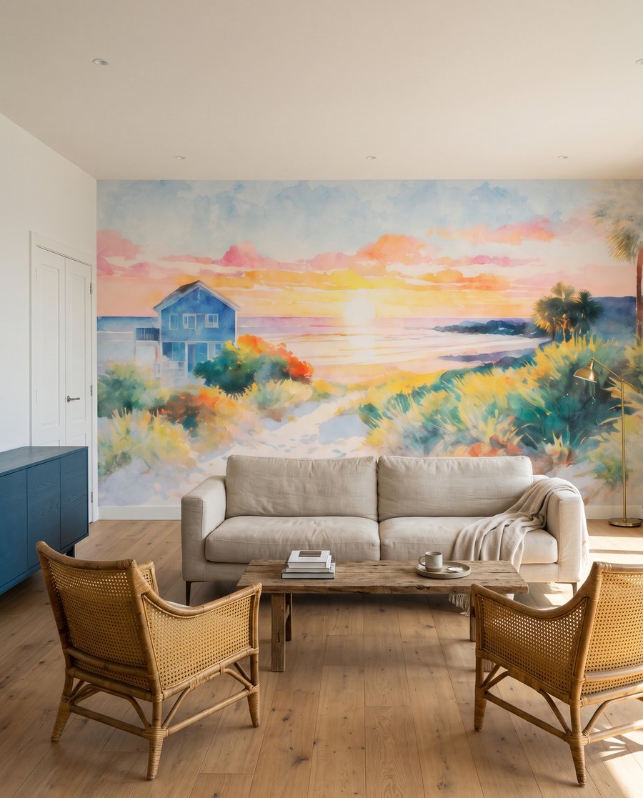 Maison bleue des dunes dans un intérieur