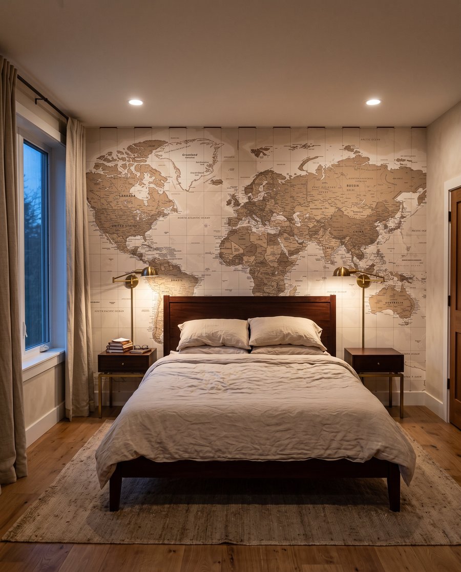 Mappemonde aux tons anciens dans un intérieur
