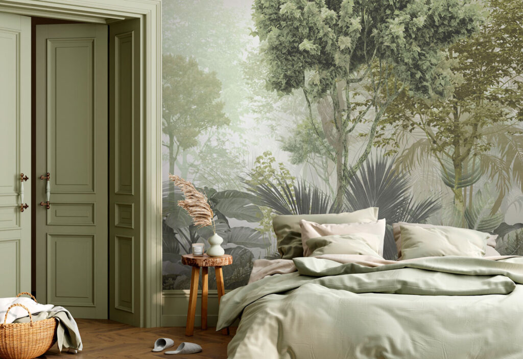 Forêt verte au matin dans un intérieur