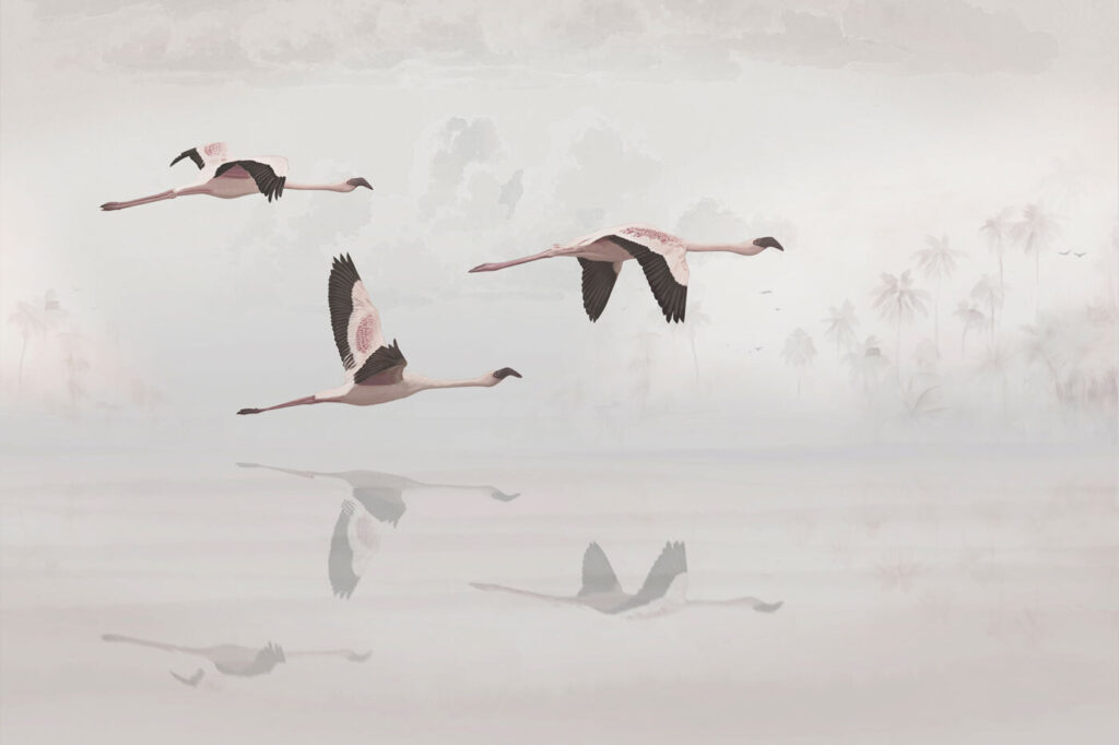 Oiseaux rasant l’eau — motif complet